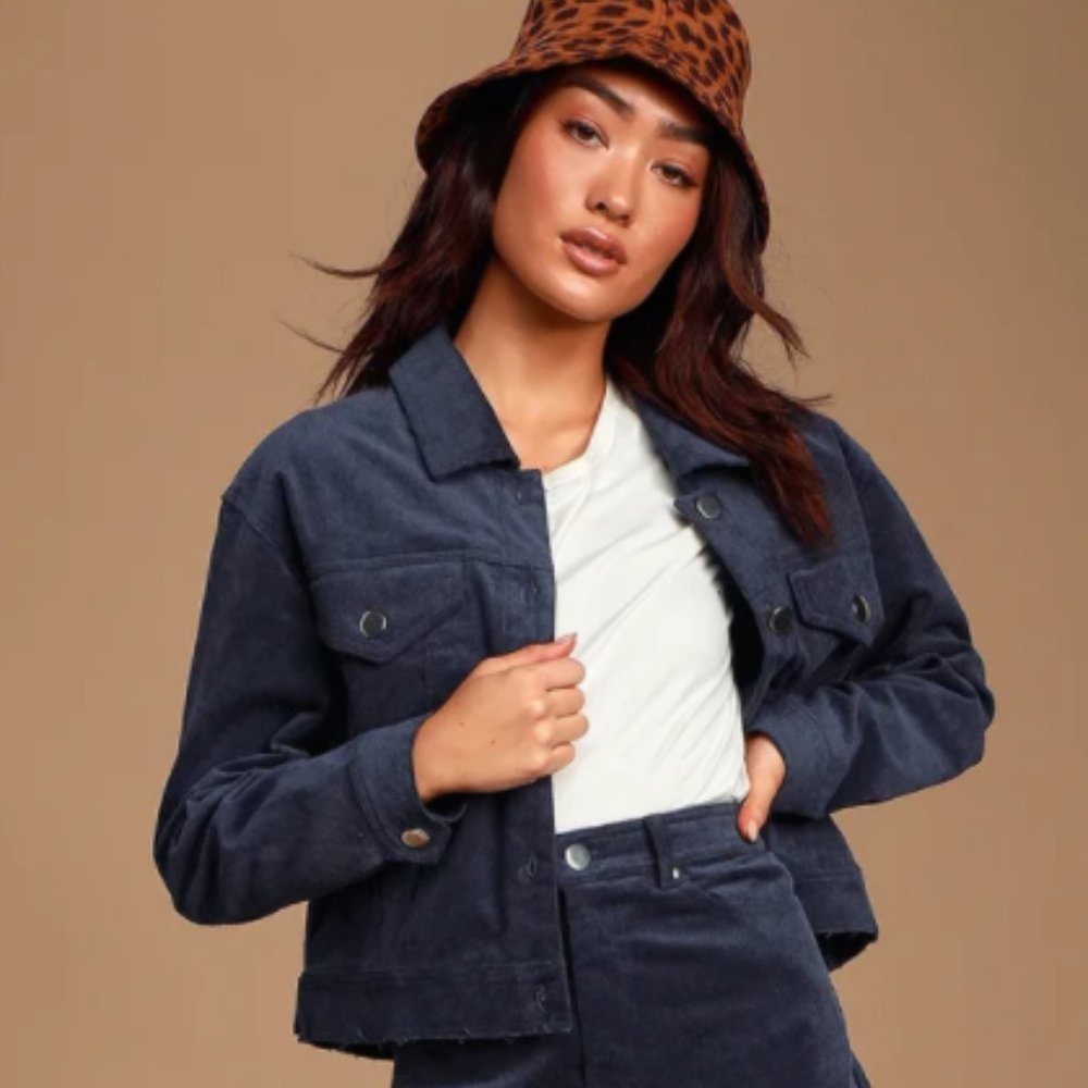 Lulu’s Navy Corduroy Jacket with Silver Buttons